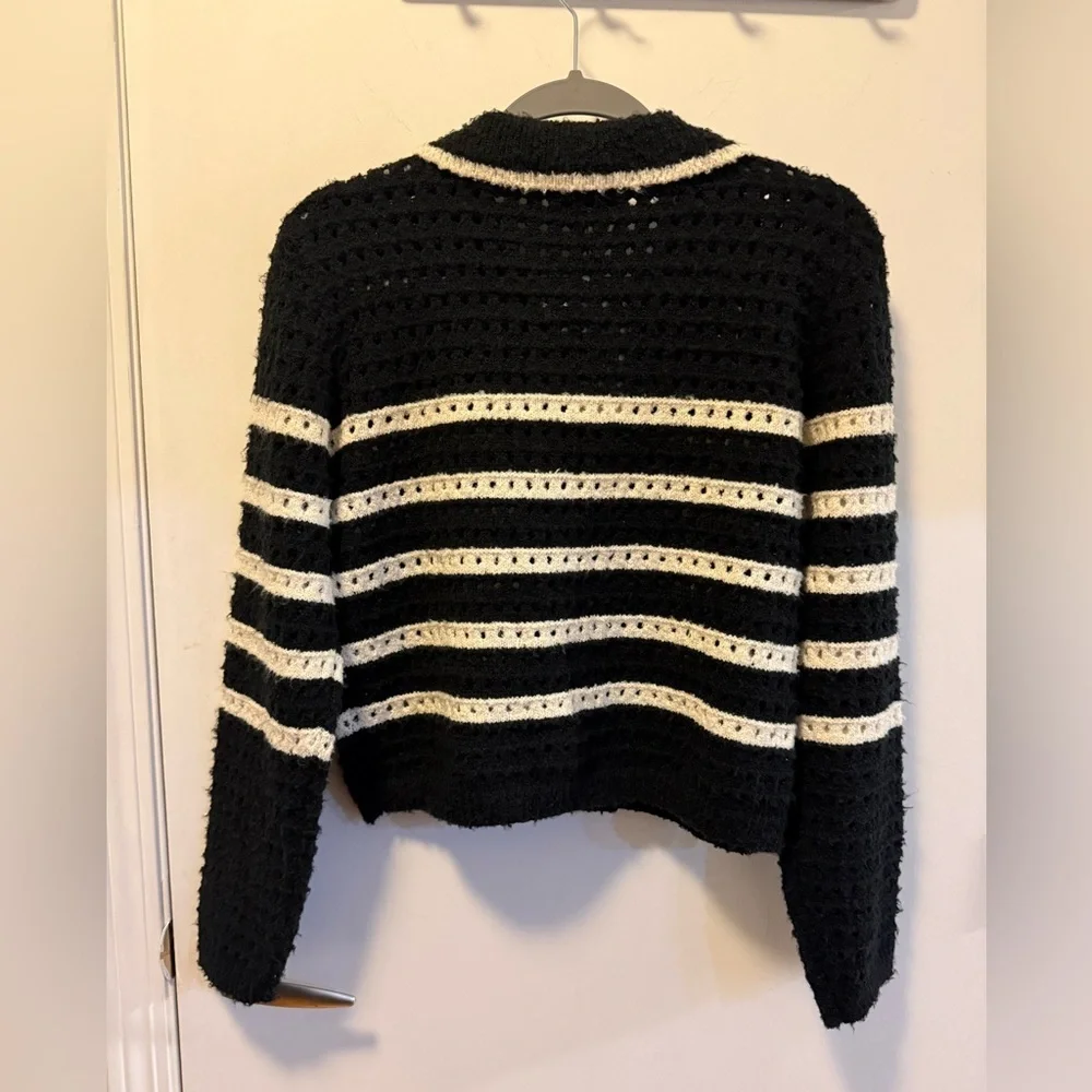 NWT Line and Dot Let Me Be Cardigan in Black and Ivory, Size L - Picture 10 of 14